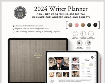 2024 Writer Planner (Grey) - Goodnotes Novel & Writer Planner for Writers - Plot, Outlining, Synopsis, Characters, Conflicts - Wracon
