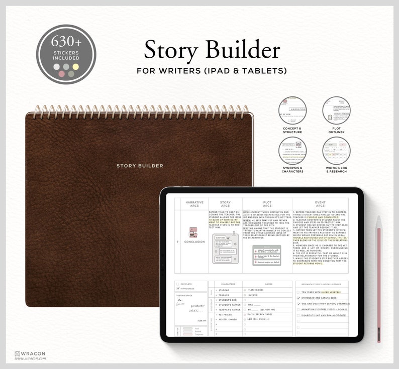 Story Builder Story Planner for Writers Plot, Outlining, Synopsis, Characters, Conflicts, Novel planner, Nanowrimo, Writing iPad Wracon image 1