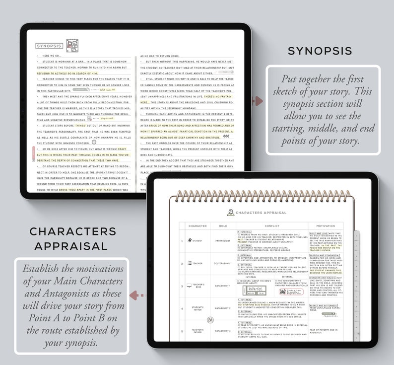 Story Builder Story Planner for Writers Plot, Outlining, Synopsis, Characters, Conflicts, Novel planner, Nanowrimo, Writing iPad Wracon image 5