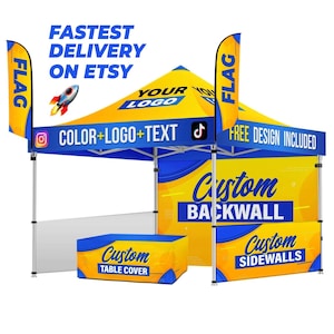 Custom Canopy Tent with Logo 10x10 • 10x15 • 10x20 Pop Up Tent Personalized Customizable Heavy Duty for Events