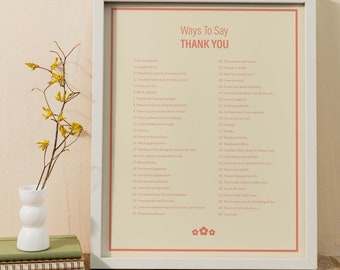 Ways to Say Thank You Gallery Wallpaper / Thank You Wall Art / Digital Print Wall Art / Back Insert for Clear Phone Case