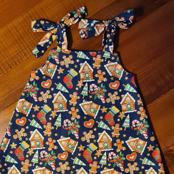Aust made Girls cotton Christmas dress - handmade (Christmas Eve)dress for toddlers,kids,baby, party dress , matching hair acc's