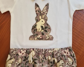 Aust made (Bunny Burrows) Girls or boys Children's easter baby onesie&bloomers set, bummies, rabbits, nappy cover.  light cotton fabric