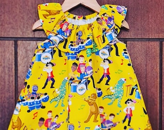 Aust made Girls kids dress (Wiggles band yellow dress) cotton drill fabric handmade,baby, girls,matching hair acc in other listing.