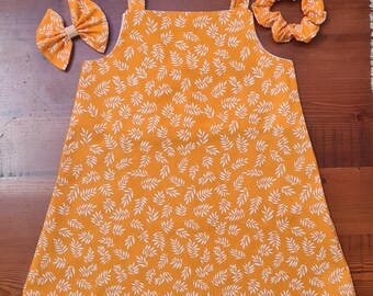 Aust made Girls tie strap dress ( HARMONY DAY) handmade, cotton, girls, school, kindergarten, day care, matching hair clips are additional .