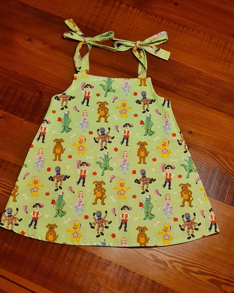 Aust made Girls dress Wiggles character tiestrap handmade, cotton, baby, girls, ladies, matching hair clips avaliable in other listings image 3