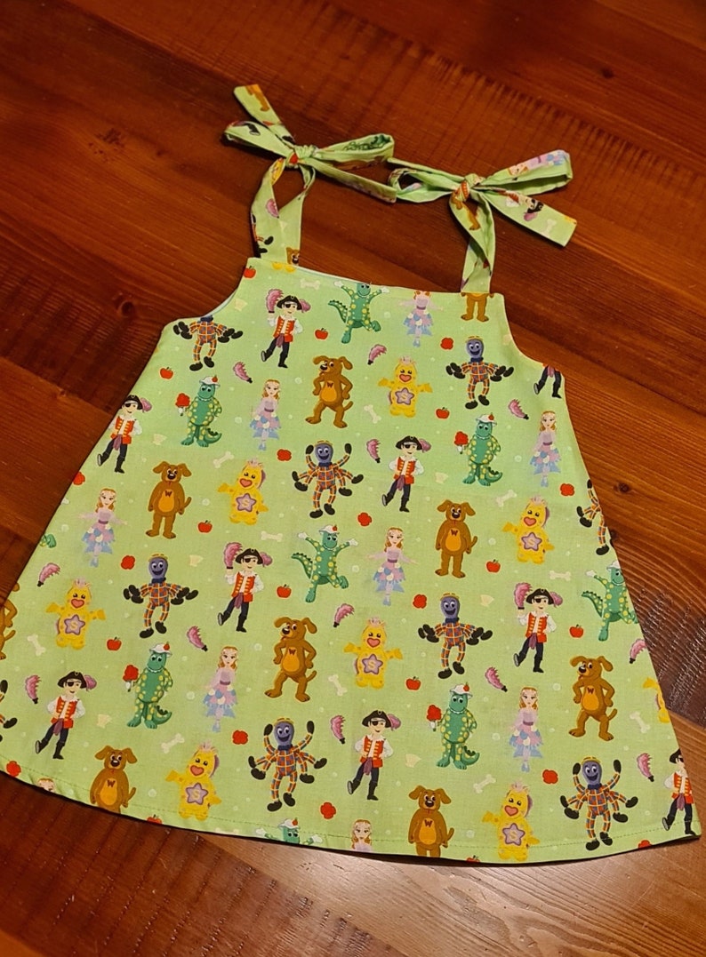 Aust made Girls dress Wiggles character tiestrap handmade, cotton, baby, girls, ladies, matching hair clips avaliable in other listings image 2