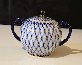 Lomonosov LFZ "Cobalt Net" Sugar bowl