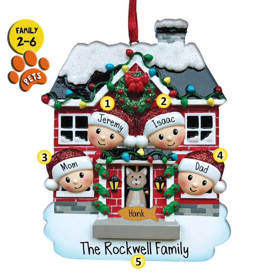 Personalized Family Christmas Ornament New Home Optional Pets Family of ...