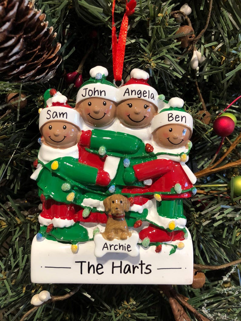 Personalized African American Family Ornament 2,3,4,5,6 – Wrapped ...