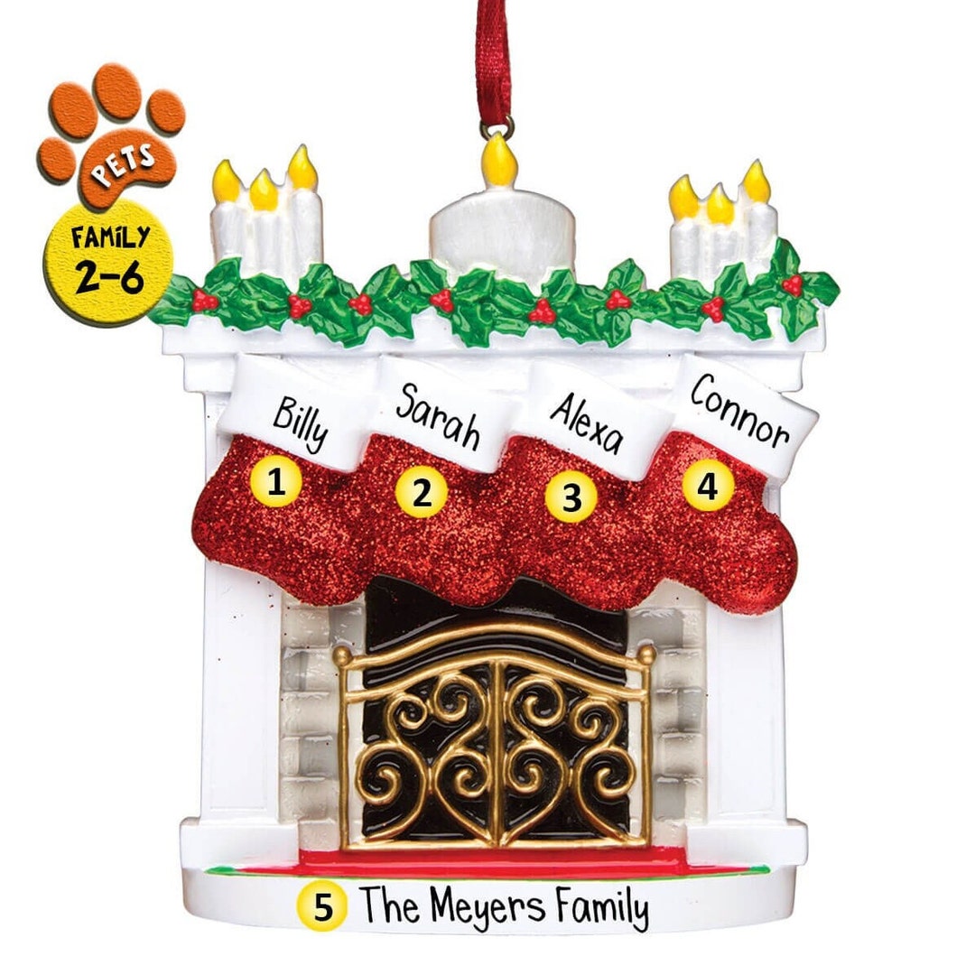 Personalized Fireplace Ornament Custom Family Christmas Gifts Optional ...