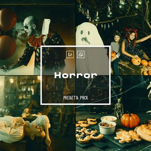 18 Horror Halloween Presets | Dark, Spooky, Pumpkin, Halloween Filter Presets | Lightroom Mobile & Desktop | Photo Editing