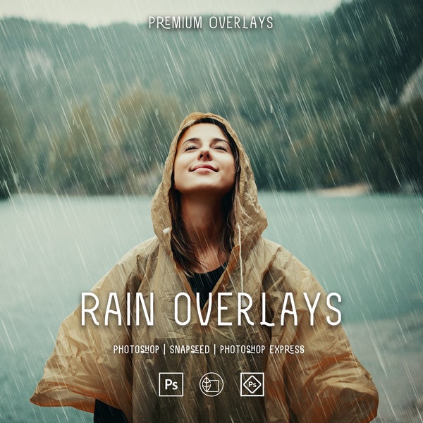 40 Rain Overlays, Falling Rain, Photoshop Overlays, Winter Overlays, Weather Overlays, Overlays for Photoshop, Mobile & Desktop, Background