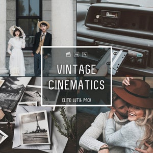 Vintage filmische film LUTs kleurcorrectie | Video en foto | Mobiel en desktop | Adobe After Effects | Première Pro | DaVinci | Laatste snede