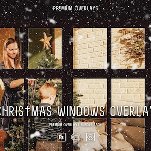 Christmas Window Overlay, Snowy Windows, Photoshop Overlays, Winter Overlays, Winter background, Xmas PNG Overlays, Overlays for Photoshop