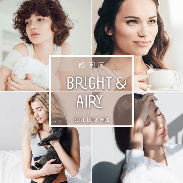 Bright Airy LUTs Color Grading | Video and Photo | Mobile & Desktop | Adobe After Effects | Premiere Pro | Da Vinci | Final Cut