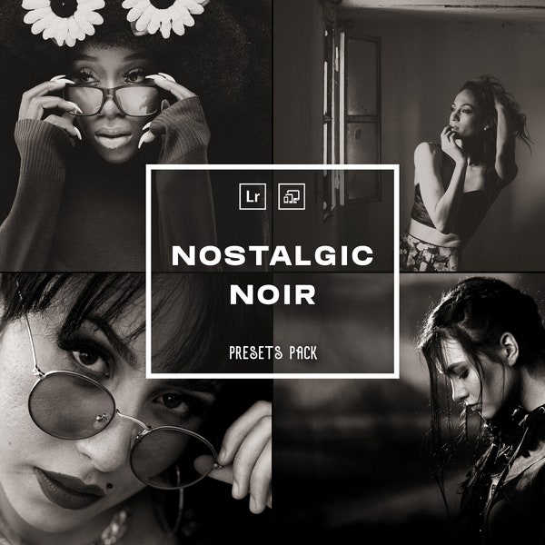 10 Nostalgic Noir Presets | Aesthetic Cinematic Film Photography | Photo Editing | Mobile & Desktop | Lightroom | Monochrome Filters