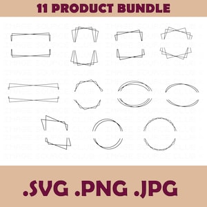 Geometric Split Frames SVG Bundle: Circle, Square, Hexagon (Commercial Use)