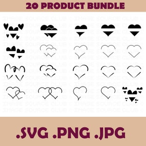 Split Heart Clip Art Bundel | Split Hearth SVG, PNG, JPG-bestanden | Valentijnsdag, Vrede, Liefde Clipart | Cricut | Silhouet