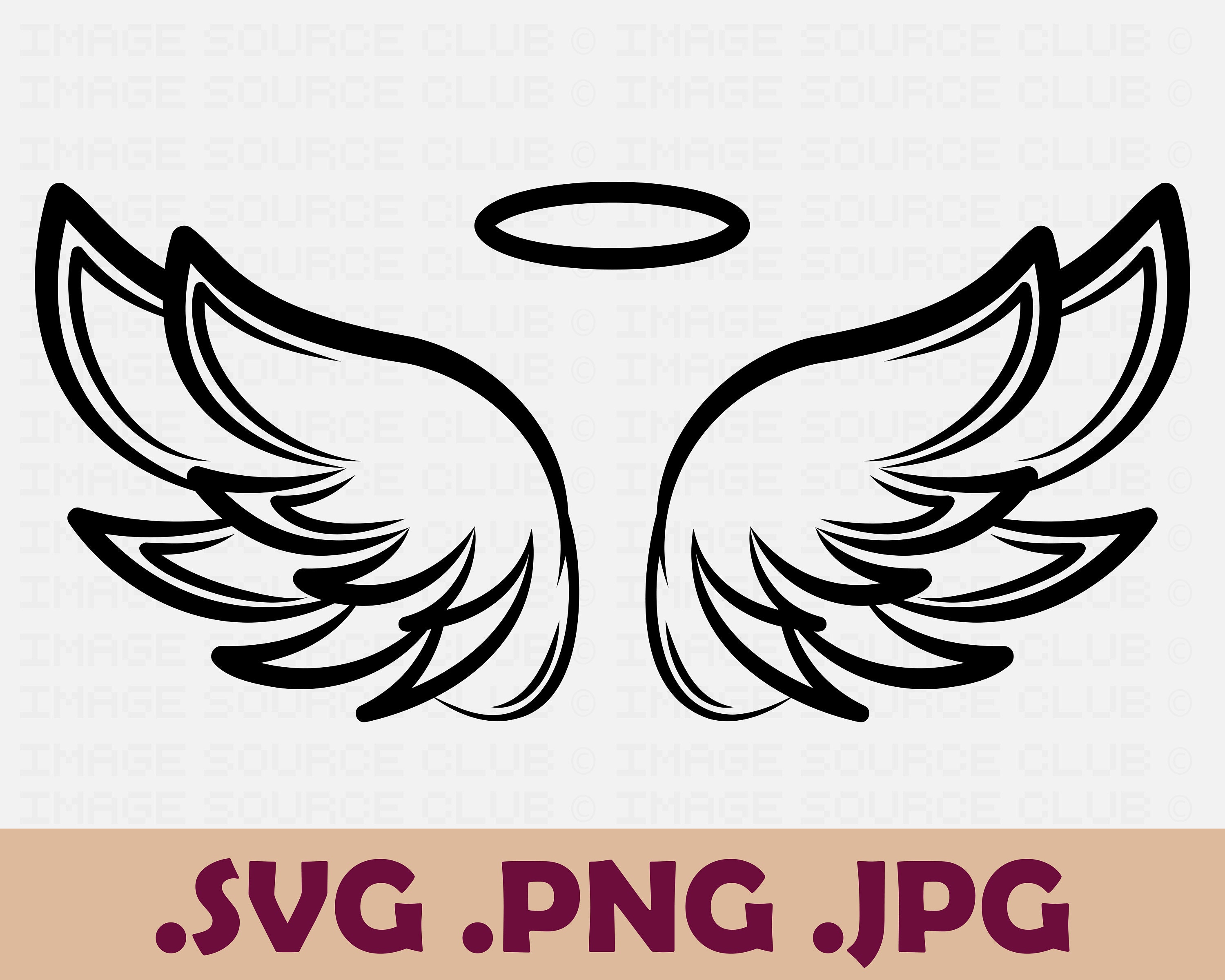 Angel Wings With Halo SVG and PNG Files for Commercial Use 300 DPI