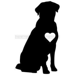 Dog Silhouette SVG and PNG Files | Dog Silhouette with Heart | Labrador Retriever Silhouette | Instant Download | Commercial Use