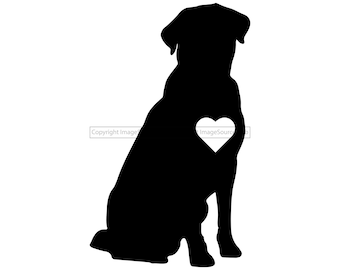 Dog Silhouette SVG and PNG Files | Dog Silhouette with Heart | Labrador Retriever Silhouette | Instant Download | Commercial Use