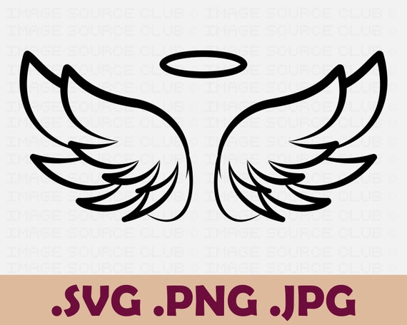 Angel Wings With Halo SVG and PNG Files Transparent Vector | Etsy Australia