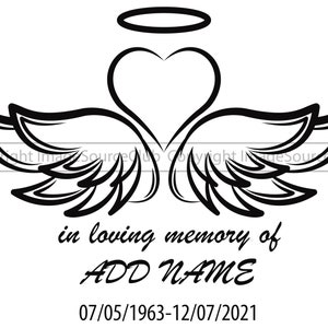 In Loving Memory | Memorial SVG & PNG Angel Wings with Halo and Heart Frame | Transparent Vector Clipart | Instant Download | Commercial Use