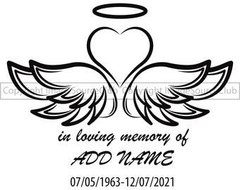 In Loving Memory | Memorial SVG & PNG Angel Wings with Halo and Heart Frame | Transparent Vector Clipart | Instant Download | Commercial Use