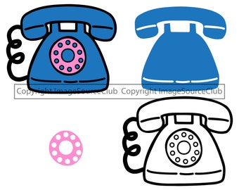 Retro Rotary Telephone Clip Art PNG - SVG Files | Phone Clipart | Commercial Use | Instant Download
