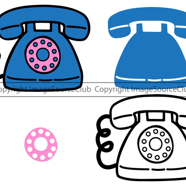 Retro Rotary Telephone Clip Art PNG - SVG Files | Phone Clipart | Commercial Use | Instant Download