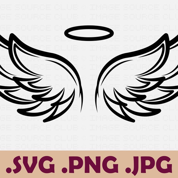 Wings and Halo Svg - Etsy