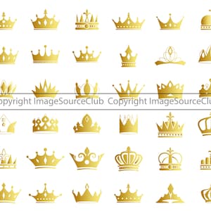 36 Gold Gradient Crown/Tiara Designs - Digital PNG, SVG, JPG Files for Crafts & Scrapbooking