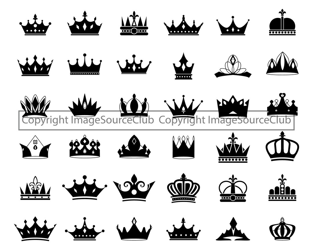 Black Crowns Clip Art Bundle PNG and SVG Files Transparent, Vector King