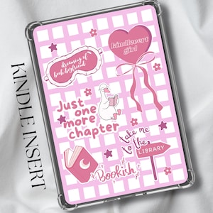Pink Cute Kindle Insert | Bookish Sticker-Inspired Kindle Accessory | Kindle Printable | Clear Case Insert | Digital Download | E-Reader