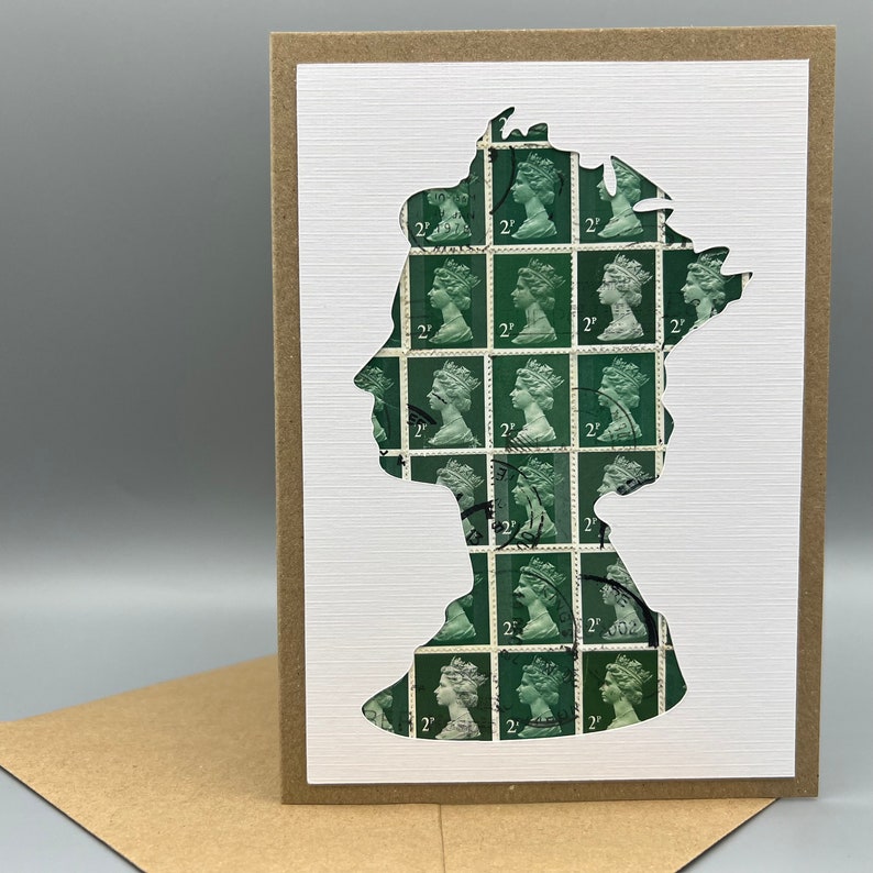 Vintage Postage Stamp Greeting Card or Note Card the Machin Silhouette