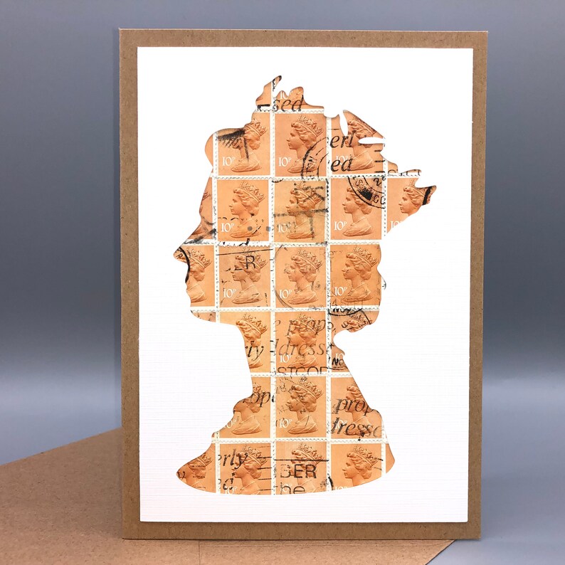 Vintage Postage Stamp Greeting Card or Note Card the Machin Silhouette