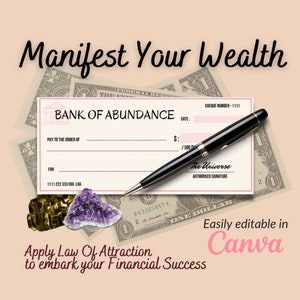Printable Manifestation Cheques in Pounds,  Dollars, Checks for Law of Attraction Vision boards, manifesting scripting and journals