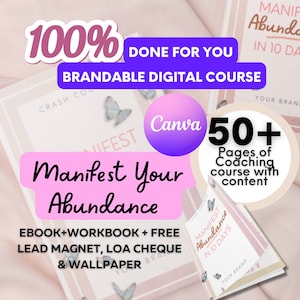 Lead Magnet Ebook | Manifest GOALS Tools Brandable ECourse | Life coaching tools | Editable Canva | Coach Workbook Template | Done For You