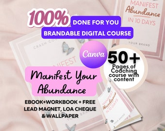Lead Magnet Ebook | Manifest GOALS Tools Brandable ECourse | Life coaching tools | Editable Canva | Coach Workbook Template | Done For You