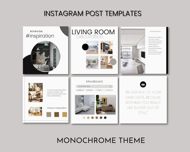 Minimalist Instagram Interior Design Templates| | Social Media Bundle ...