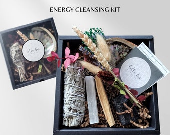 Energy Cleansing Kit, Reiki-imbued | Smudge Set Gift Box, Space Clearing and Cleansing | House-warming, New Beginnings, Positive Vibes gift