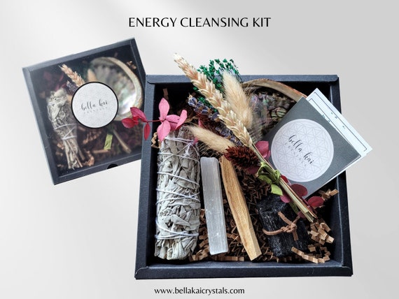 Energy Cleansing Kit, Reiki-imbued | Smudge Set Gift Box, Space Clearing and Cleansing | House-warming, New Beginnings, Positive Vibes gift
