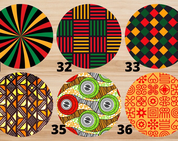 6 African Print Coasters. Ankara Coasters. Afrocentric Coasters. Round