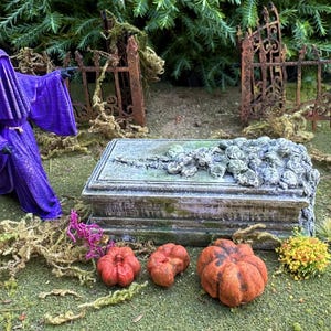 Cemetery Rose crypt Miniature Distressed Tombstone