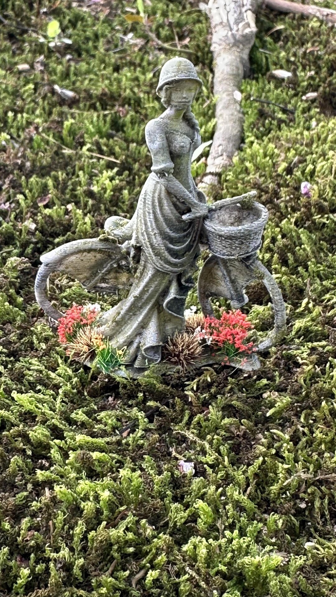 Victorian Woman on Bike Tombstone With Flowers ,distressed ,miniature ...