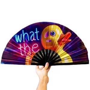 Decorative Rave Hand Fan – Large Folding Fans for Festivals, Festival fan, Cute Holographic Rave Accessories for Women and Men
