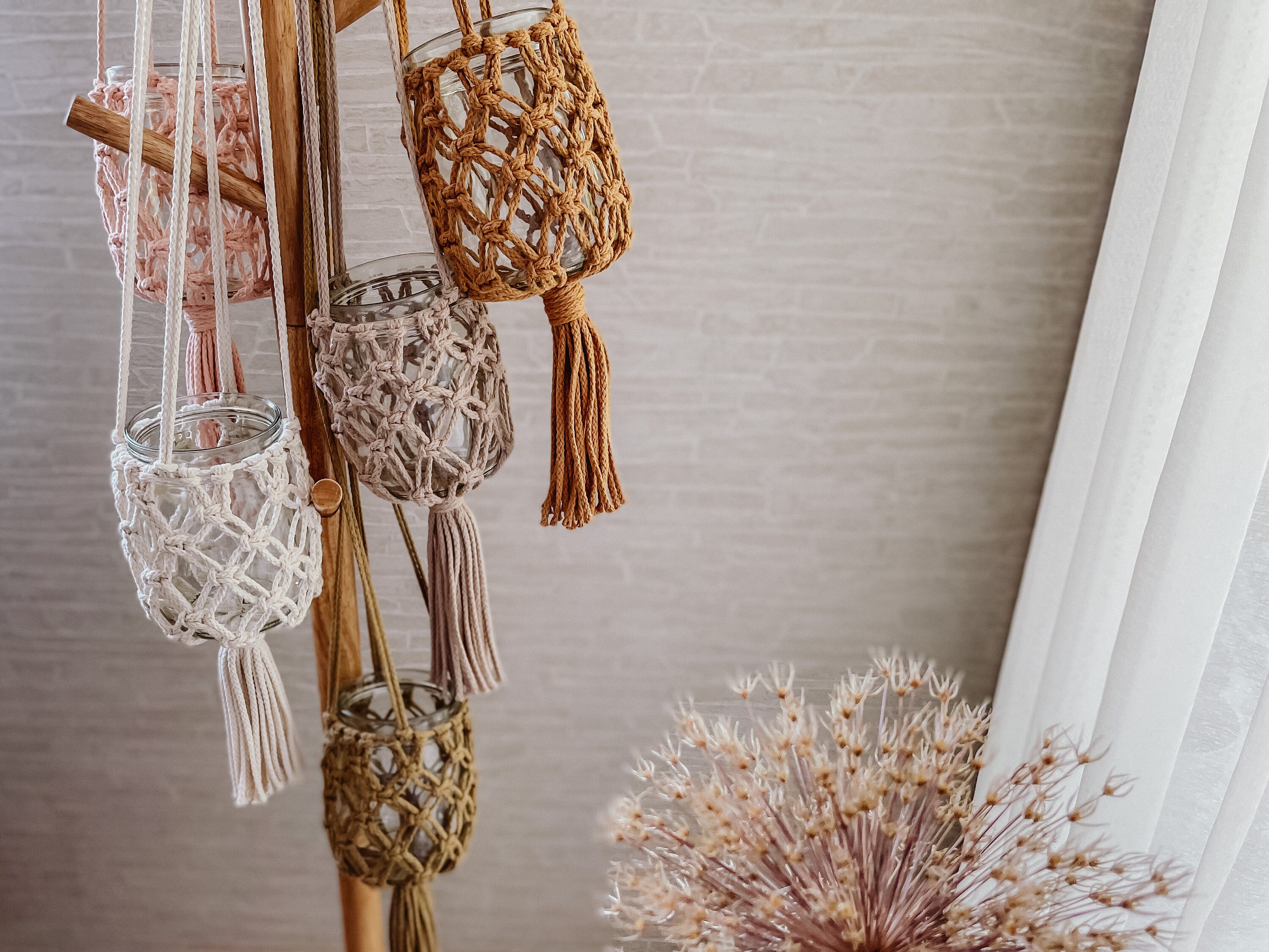 Macrame lantern hanging