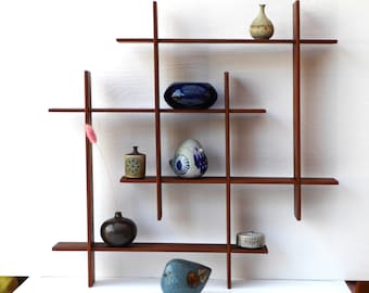 Mid-Century Modern Teak Wall Shelf: Scandinavian 1960s interior design. Shipping and New US tariff included in the price