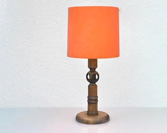 A Rather Large Vintage Stained Pine Table Lamp from Luxus, 1970s Sweden. US plug option, Shipping and New US tariff included